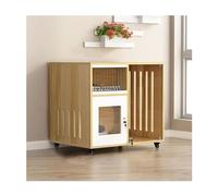 Wooden Cat Enclosure with Wheels, Enclosed Villa for Indoor Outdoor Pet Safety and Comfort