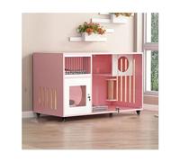 Wooden Cat Enclosure with Wheels for Indoor Outdoor Pet Safety and Comfort