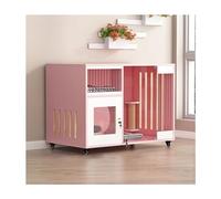 Wooden Cat Enclosure with Wheels for Indoor Outdoor Pet Safety and Comfort