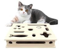 Wooden Cat File Box - Claw Grinding Puzzle Maze, 15.35 Inch Self Grooming with Scratch Training, Natural Wood Build, Pet Enrichment Toy with Furniture Protection, Cat Nail Grinder for Indoor Use