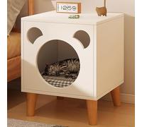 Wooden Cat House, Multifunctional Cat Furniture Cabinet, Nightstand Bedroom, Minimalist and Practical End Side Table for Bedroom(Natural)