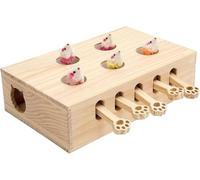 Wooden Cat Interactive Puzzle Toy, Indoor Pet Training Board with Mouse Game, Entertainment Exercise Set, 33x26x10cm