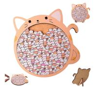 Wooden Cat Jigsaw Puzzle for Adults, Unique Shaped Silhouette for Cat Lovers, Challenging Brain Teaser for Teens and Puzzle Enthusiasts (Brown)