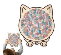 Wooden Cat Jigsaw Puzzles - Animal Sculpture Puzzle - Children's Educational Toy - for Adults Kids Women Family Halloween Christmas Home Party