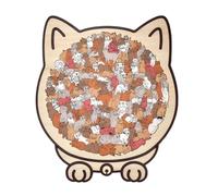 Wooden Cat Jigsaw Puzzles | Cat Jigsaw Decor - Children's Educational Toy | for Kids Women Family Kitten Lovers Halloween Christmas Party Home