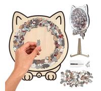 Wooden Cat Jigsaw Puzzles for Adults, 135-Piece Morandi-Colored Cat Shaped Wooden Puzzle with Accessories, Unique Cute Animal Puzzle for Home Decor, Ideal Christmas or Birthday Gift for Cats Lovers