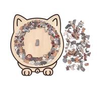 Wooden Cat Puzzle - 135 Pieces Precision-Cut Jigsaw Set, Long-Lasting Animal Shaped Wooden Puzzle for Adults and Kids, Challenging Brain Teaser Gift for Cat Lovers, Home Décor, and Family Indoor Fun