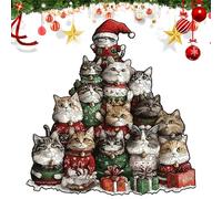 Wooden Cat Puzzle - 29.3x28cm 194 Piece Animal Puzzle, Decorative Artwork Game, Creative Holiday Collectible Gift, Strong Christmas Design | Cute Cat Puzzle for Adults, Youth Family Friends