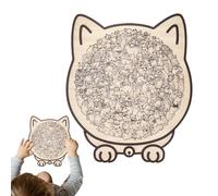 Wooden Cat Puzzle, Cat Shaped Puzzle Decor - Fine Motor Skills Toy | for Adults Kids Family Women Home Christmas Kitten Lovers