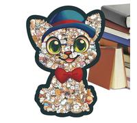 Wooden Cat Puzzle Colored Animal Shape Wooden Games, Cat Shaped Puzzle | Engaging Brain Teaser For Adults Kids Boys Girls Men Women Youth Teens, Perfect Family Friends Activity, Creative Educational F