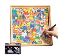 Wooden Cat Puzzle,Coloring Wooden Educational Toys - Cute Kitten Painting Puzzle Games | for Kids Boys Home Travel Homeschool Playroom Preschool Holiday Christmas Children's Day