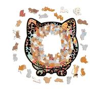 Wooden Cat Puzzle, Creative Animal Activity Puzzle, Medium Display Size for Adults and Children, Quality Wooden Material, Long Tail Feline Shape, Brain R