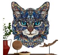 Wooden Cat Puzzle Cute Challenging Cat Desk Ornament