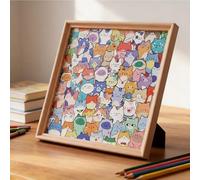 Wooden Cat Puzzle,Wooden Coloring Educational Toys,DIY Woodens Cat Puzzles Frame,Cats Shaped Woodens Puzzles,Jigsaw Puzzle Toys,Paintable Creative Handmade Photo Frame For Birthday Christmas