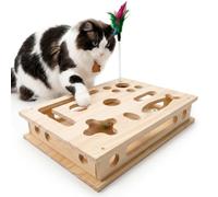 Wooden Cat Scratch Puzzle Enrichment Box, Interactive Cat Slow Feeder Maze Puzzle Toy. Durable Mental Stimulation Enrichment Toy, Relieve Boredom & Reduce Destructive Behaviors (Large)