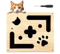 Wooden Cat Scratch Puzzle Enrichment Box, Large Interactive Cat Nail File Toy with Sandpaper Inside, Stress-Free Claw Care Alternative for Indoor Cats Kittens, Furniture Protector