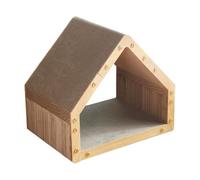 Wooden Cat Scratcher House 2-in-1 MDF Scratch Pad For Claw Grinding Resting