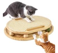Wooden Cat Scratcher with Ball Track - Sisal Scratching Pad Toy | Wooden cat scratcher features a natural sisal pad and a rolling ball track. Non-slip base keeps it stable on all floors.
