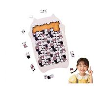 Wooden Cat Shaped Jigsaw Puzzle, Cute Cat Wooden Puzzle with A Frame, Stacked Cats Wood Puzzles Multi Colored Kitten Puzzles Gifts for Cats Lovers, Home Desktop Decoration (Gray A)