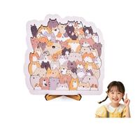 Wooden Cat Shaped Jigsaw Puzzle, Cute Cat Wooden Puzzle with A Frame, Stacked Cats Wood Puzzles Multi Colored Kitten Puzzles Gifts for Cats Lovers, Home Desktop Decoration (Gray E)