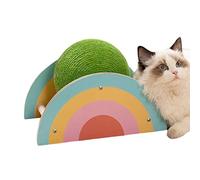 Wooden Cat Toy with Fresh Green Sisal Balls and a Rainbow Base