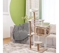 Wooden Cat Tree Tower for Indoor Cats with Spaceship Hammock, Modern Cat Tree Cat Condo, Tall Cat Climbing Tower for Big Cats with Fully Sisal Covered Scratching Post