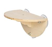 Wooden Cat Tree - Window Hammock Sill, Wall Mount Frame | Cordless 2 In 1 Suction Cup Perch, Heavy Duty Solid Wood Indoor Bed With Breathable Fabric Lounger