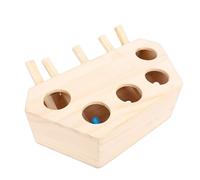 Wooden Cat Whack Toy Interactive Puzzle Box for Kitty Indoor Play Pine Wood 5 Holes