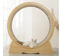 Wooden Cat Wheel Exercise Treadmill, Heavy Duty Quiet Lose Weight Cat Treadmill Wheel With Brake Small Gap, Cat Running Wheel Indoor Cats,L-Diameter 107cm(42 1/8