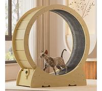 Wooden Cat Wheel For Indoor Cats, Cat Treadmill/Pet Running Machine, Silent Spinning Cat Fitness Sports Toy, With Scratching Mat,Inner Diameter-90cm/35.4