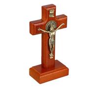Wooden Catholic Wall Crucifix with Stand for Homes Churches Halloween
