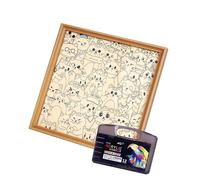 Wooden Cats Shape Coloring Puzzle that Forms a Decorative Photo Frame Design with Lasering Cut Edges for Easy Assembly Kids Puzzle Painting Tool