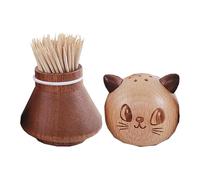 Wooden Cats Toothpicks Holder - 8.9x5.5x5.5cm Cat Toothpick Dispenser, Cartoon Cute Home Decoration, Kitchen Organizer Fun | Wooden Toothpick Box for Restaurant Accessories Storage Table Decor