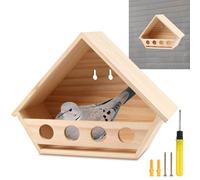 Wooden Cedar Dove Nesting Box, Outdoor Dual-Hole Mount Pigeon House Sturdier Hanging, Triangular Opening Bird Box for Mourning Dove Bird Pigeon Outside Nesting and Roosting Platform, Garden Yard Decor