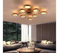 Wooden Ceiling Light LED Dimmable Ceiling Lamp Large With Remote Control Living Room Lamp Light Color/brightness Adjustable Bedroom Lamp Modern Dining Room Kitchen Acrylic Pendant Lighting(8 HEADS)