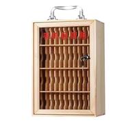 Wooden Cell Phone Holder Box - 48 Slot Solid Wood Mobile Phone Locker with Key & Handle for Classroom, School Use, Portable Design for Easy Carrying