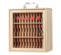 Wooden Cell Phone Locker Box with 36, Solid Wood Mobile Phone Holder for Classroom & School, Portable Lock Box with Key & Handle for Easy Carrying