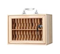 Wooden Cell Phone Locker Cabinet 12/24/36/48/60 Slot Storage Box with Lock & Handle Ideal for Classroom Office Gym 30x21x22cm/12x8x9in