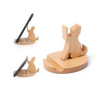 Wooden Cell Phone Stand Cat Phone Holder Animal Phone Stand, Novelty Desk Smartphone Stand, Mobilephone Holder Desk Decoration for Universal Cell Phone Compatible with Mini Pad Smartphone X XS XR 11
