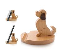 Wooden Cell Phone Stand Dog Phone Holder Animal Phone Stand, Novelty Desk Smartphone Stand, Mobilephone Holder Desk Decoration for Universal Cell Phone Compatible with Mini Pad Smartphone X XS XR 11