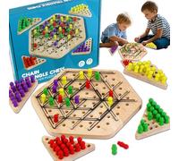 Wooden Chain Triangle Chess Game, 2 to 4 Players, Wooden Geometric Chess Game, Intellectual Chess Board Game for Kids & Adults, Family Board Game for Party, Ages 3+