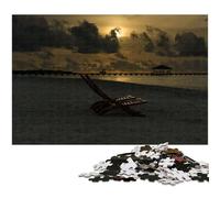 Wooden Chairs on The Beach Jigsaw Puzzles 1000 Pieces for Adults Impossible Jigsaw Puzzles for Adults Interactive Family Game DIY Home Decor Brain Challenge Gift 1000 PCS(75x50cm)