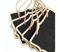 Wooden Chalkboard Tags - Hanging Signs 3.35 x 2.36 Inch Mini Wood Labels Rectangle Blackboard Tags Massage Board Signs (12 Pieces)