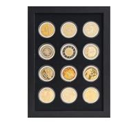 Wooden Challenge Coin Display Shadow Box,12 Coin Display Case,Military Coin Holder Display,Casino Chip Display Case Cabinet Holder,Collector Coin Display Frame ,98% UV protection,with HD Glass