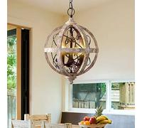Wooden Chandelier, Metal Crystal Chandelier Spherical Candle Adjustable Pendant Light for Dining Room Hallway Balcony Bar Garage (Color : Small)