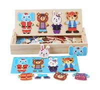 Wooden Character Wardrobe - Creative Skill Development, Multi-Shape Layered Stacking Kit, Intellect Stimulating Matching Game, Finished Plywood Garment Set | Outfit Changer for Pupils & Siblings