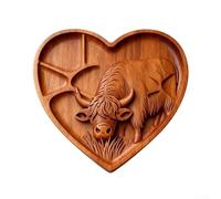 Wooden Charcuterie Board with Divided Compartments, Animal Design Serving Platter for Cheese, Fruits, Meats, Party Appetizer Tray(Heart Style)