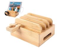 Wooden Charging Station Organizer: Solid Wood Construction, Sixteen Point Size Eight By Twelve Point Seven By Six Two Centimeters, Desktop Charging Base For Small Table