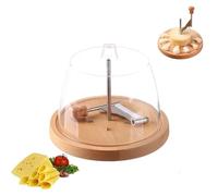 Wooden Cheese Curler, Round Slicer Cheese, Stainless Steel Cheese Curler Wheel for Home, Restaurants, Cafes, Bakery, Perfect for Cheese and Chocolate