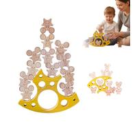 Wooden Cheese Mice Stacking Blocks Balancing Game for All Ages, Enhances Creativity Hand Eye Coordination Patience and Focus, Includes Storage Bag for Fun Family Play and Gifts